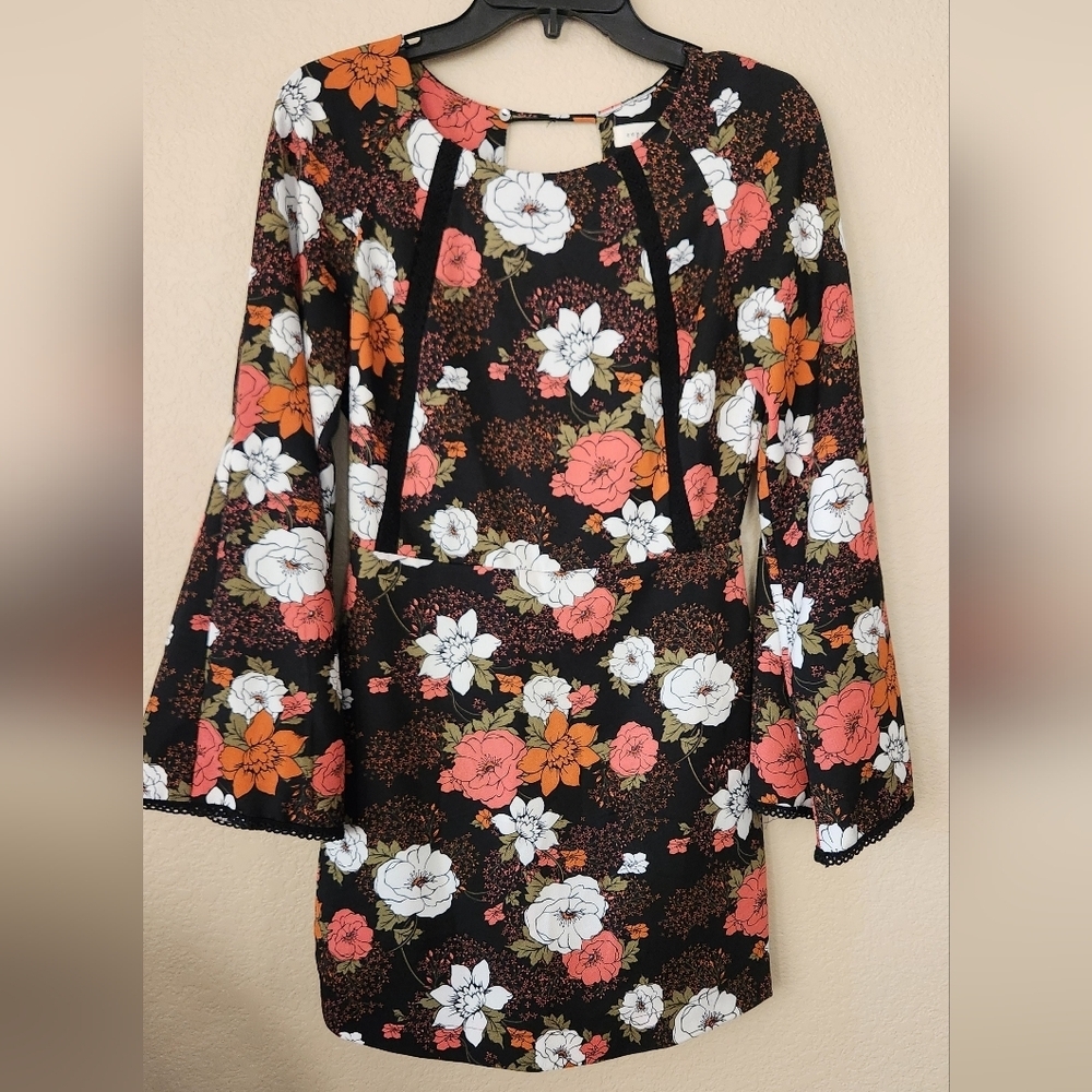 Xs Copper Key Floral‎ Long Sleeve Dress